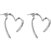 Irregular Heart Eariings Dainty Gold/Silver Color Hoop Earrings Heart Trapezoidal Claw Stud Earrings Minimalist Earrings Party Jewelry for Women