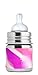 Pura Kiki 5 oz / 150ml Stainless Steel Anti-Colic Infant Bottle with Silicone Natural Vent Nipple & Sleeve, Pink Swirl (Plastic Free, NonToxic Certified, BPA Free)