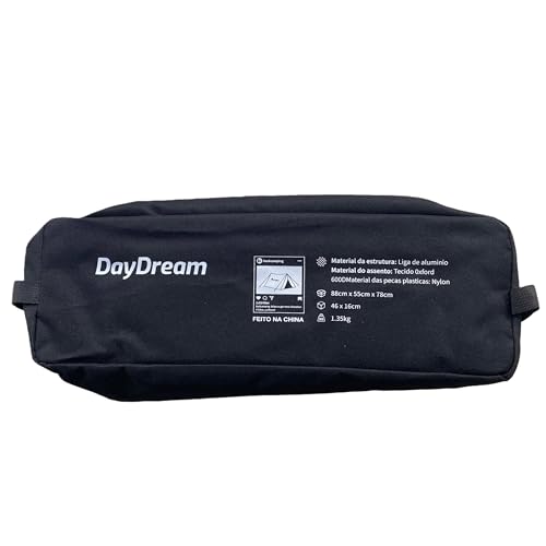 BASK Daydream Cadeira Premium Dobrável com Encosto Alto e Travesseiro – Extra Grande, Estrutura em Alumínio Resistente (150kg) – Portátil para Camping, Pesca, Praia e Lazer – Preto