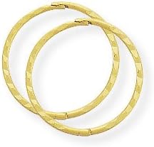 9ct Gold Diamond Cut Hinged Sleeper Earrings- 14mm
