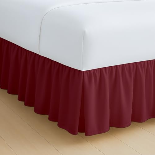 Ruffled Bed Skirt Twin Burgundy