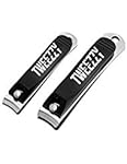 TWEEZZY Professional Grade Nail Clippers Set - Toenail Clipper for Thick Nails, Fingernail Clipper, Emery Board for Filing & PVC Storage Bag - Luxurious Manicure Set for Men & Women - Sharp Blades