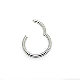 NewkeepsR 18G/16G/14G/12G/10G Black/Rose Gold/Rainbow/Gold Plated PVD Coated 316L Steel/G23 Titanium Septum Hinged Clicker Segment Nose Rings-6/7/8/9/10/11/12/14mm