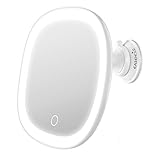 EASEHOLD Lighted Makeup Mirror, Rechargeable 7X Magnifying Vanity Mirror with Powerful Suction Cup, Touch Control Design Portable Hand Cosmetic Magnification Mirror for Tabletop Bathroom Travel