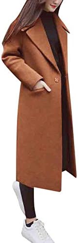 Orangeskycn 2018 Women's Lapel Wool Blend Longline Winter Fall Warm Coat Overcoat
