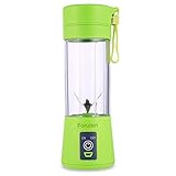 Foruisin Portable Personal Blender, Household Juicer fruit shake Mixer - Six Blades, 380ml Baby cooking machine with USB Charger Cable (Green)