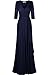 Bon Rosy Women's 3/4 Sleeve V-Neck Solid Maxi Wrap Dress 8163 Navy M
