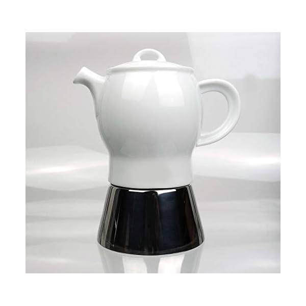 Moka Consorten Italienischer Espressokocher »Carina« | Edelstahl und weißes Porzellan | Füllmenge: 210 ml | Höhe: 18 cm… – Bild 8