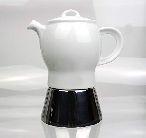 Moka Consorten Italienischer Espressokocher »Carina« | Edelstahl und weißes Porzellan | Füllmenge: 210 ml | Höhe: 18 cm… – Bild 8