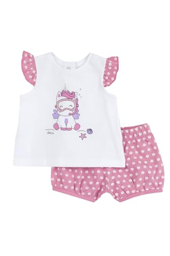 Chicco, Completo Bambina, T-shirt e Pantaloncini, con Tenere e Simpatiche Fantasie, Designed in Italy, Abbigliamento Neonata 0-24 Mesi, Idee Regalo Nascita