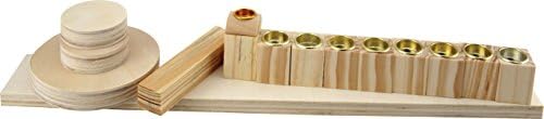 Unassembled and Unpainted Toy Wood Chanukah Menorah and 9 wood candles Craft Kit (Geometric Menorah)