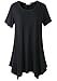 LARACE Womens Swing Tunic Tops Loose Fit Comfy Flattering T Shirt (2X, Black)