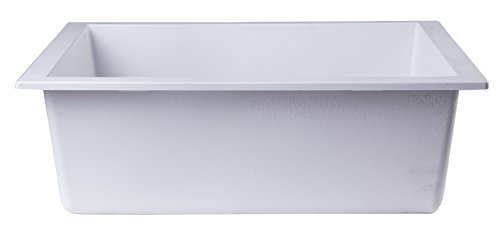 ALFI brand AB2420UM-W Undercount Single Bowl Granite Composite Kitchen Sink, 24", White