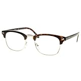 MLC EYEWEAR ® Vintage Inspired Classic Half Frame Nerd Wayfarers UV400 Clear Lens Glasses