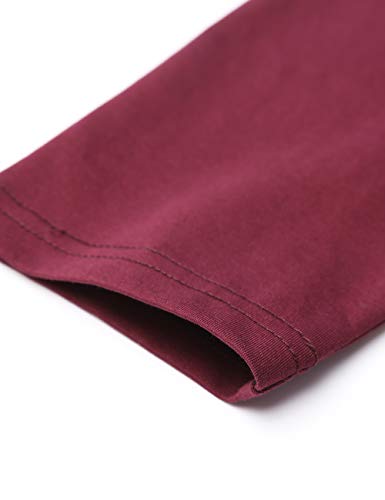 [- HEMOON Men's Round Neck Color Block Long Sleeve Stretchy Slim T-Shirt Top  -]