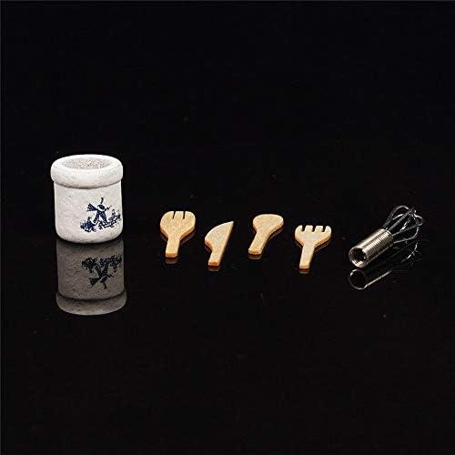 1:12 Wooden Knife and Fork Metal Whisk Jar Set Dollhouse Miniatures Accessories