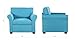 Divano Roma Furniture Classic and Traditional Linen Fabric Accent Chair-Living Room Armchair (Blue)