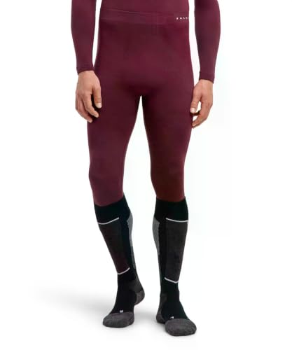 FALKE Men's Wool-Tech Protective 3/4 M Ti Wool Functional Yarn Quick Dry Base Layer Bottom 1 Piece, Red Barolo 8526, S