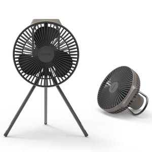 Claymore V600+ Warm Gray Rechargeable Portable Fan – 7,800mAh Battery, 4-Speed BLDC Ultra-Quiet Air Circulator USB-C Charging 32 Hrs Runtime Tripod Mountable Adjustable for Camping, Indoor, Outdoor Image