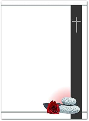 Il Dolore Formato Din Carta Da Lettere Di Condoglianze Serie Mathilde Rose Pietre Croce Di Cordoglio 22 X 11 Cm 100 G M Per Stampante Adatto Bianco Amazon It Cancelleria E Prodotti Per