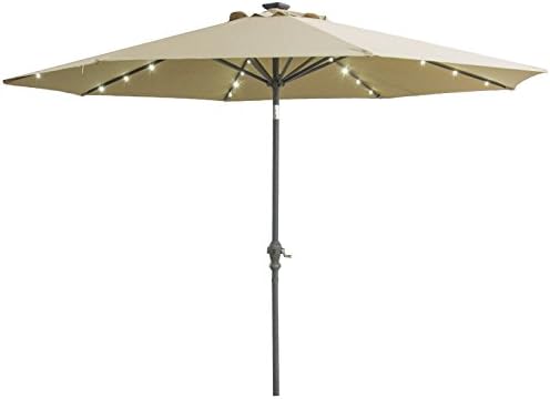 Caymus Patio Umbrella Outdoor Led Umbrellas Solar Powered Umbrella With 32led Lights Tilt And Crank Table Umbrellas For Garden Deck Backyard And Pool Gray Buy Online In Armenia At Desertcart