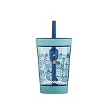 Contigo Spill-Proof Kids Tumbler with Straw 14 oz, Agave with Zoo Animals