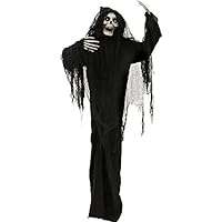 Haunted Hill Farm 6 ft. Standing Light-up Halloween Reaper | Dressed in Tattered Black Cloak & Hood | Multi-Color Eyes | Touch Activated | Battery-Operated | Halloween Decoration | HHRPR-8FLSA Haunted Hill Farm 6 ft. Standing Light-up Halloween Reaper | Dressed in Tattered Black Cloak & Hood | Multi-Color Eyes | Touch Activated | Battery-Operated | Halloween Decoration | HHRPR-8FLSA