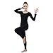 Ensnovo Womens Spandex Bodysuit Long Sleeve Scoop Neckline Footless Unitard Black,L