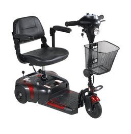 Drive Medical Phoenix 3 Wheel Compact Portable Travel Power Scooter, Red / Blue