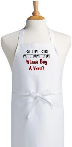 Wanna Buy A Vowel? Offensive Funny Novelty Apron, White, One Size Fits Most