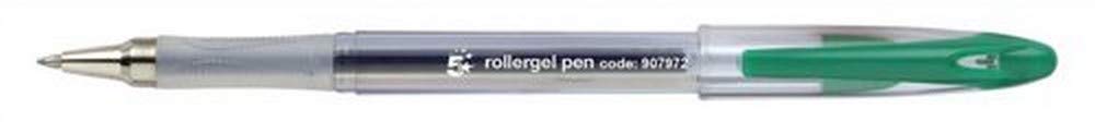 5 Star Roller Gel Pen Clear Barrel 1.0mm Tip 0.5mm Line Gree, 12 Count (Pack of 1)