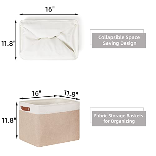 HNZIGE Fabric Storage Baskets for Organizing [2 Pack] Large Canvas