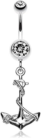 Classic Rope Anchor Belly Ring (Clear)