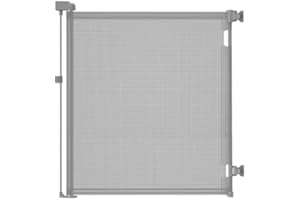 DEARLOMUM Retractable Baby Gate,Mesh Baby Gate or Mesh Dog Gate,33" Tall,Extends up to 55" Wide,Child Safety Gate for Doorways, Stairs, Hallways, Indoor/Outdoor（Grey,33"x55"