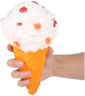 Squishy Very Slow Rising Squishes Squeeze Toy New Jumbo Squishy Ice Cream Cone Slow Rising Kawaii Cake Scented Toys Big 7” Pink 1pcs (White)