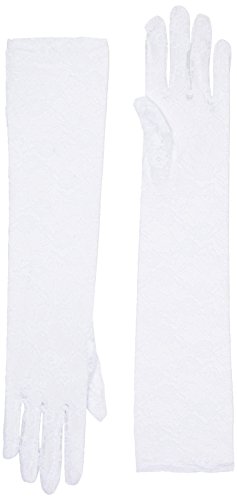 Seven Til Midnight Women's Elbow Length Lace Gloves, White, One Size