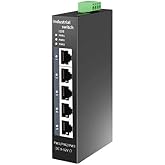 STEAMEMO 5-Port Industrial Ethernet Switch | DIN-Rail Mount | 100Mbps Ports + 1Gbps Switching | -40&deg;C to 70&deg;C Operation | Rugged Metal Housing | Lifetime Protection