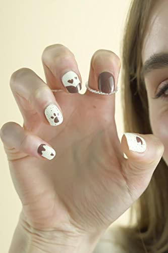 ZUMEY Semi Cured Gel Nail Strips – Gel Nail Polish Stick On Nails Kit – Glossy & Long Lasting Nail Stickers for Nail Art for Women, 30pcs Extra Long Stickers, UV Lamp Required (Paw Paw)