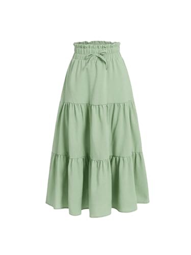 Floerns Girls Boho Floral Print High Waist Flare Hem Summer Long Skirt Mint Green 13-14Y at Amazon