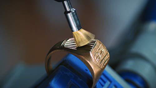 Dremel 537 Messingbürste Zubehörsatz für Multifunktionswerkzeug mit 3 Messingbürsten 3,2mm zum Entrosten, Entgraten und Reinigen von Metall, Gold, Kupfer, Stahl, Blech, Messing u.v.m. Grau 13 mm – Bild 3