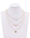 Geerier Multilayer Choker Necklace Triangle Pedant Bar