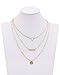 Geerier Women Multilayer Coin Choker Necklace Triangle Choker Pedant Beads Bar