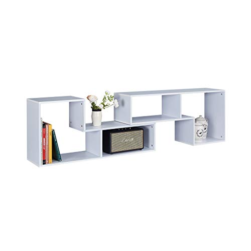 Sunon TV Stand Entertainment Center Media Console Stand Adjustable Wood Bookcase Storage Shelf for Living Room (White) - Thumbnail 7