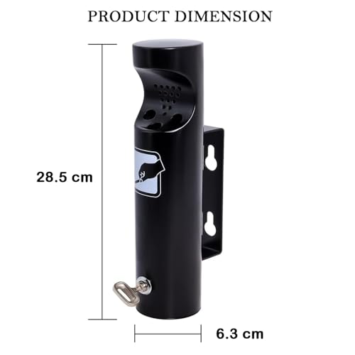 Poweka Stainless Steel Wall Ashtray with Lock for Restaurants, Hotels Offices and Balconies (Black, 2 Pieces)