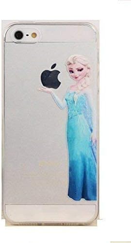 iPhone 5 5S Disney Princess Eating Holding Apple Logo Iphone Case Snow White Frozen Elsa Little Mermaid Ariel Clear Transparent Case For Apple iPhone 5 5S Xmas Gift (003)