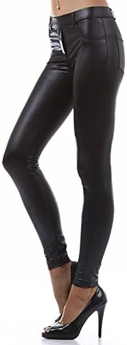 Modern Kiwi Slim Fit Liquid Matte Pocket Leggings Black Small