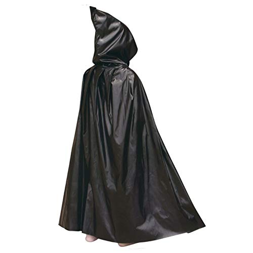 Matissa Kids Halloween Cloaks Black Robe Costume Kids Hooded Cloak Vampire Robe Spooky Wizard, Grim Reaper, Witch, Cosplay Cape for Dress Up Halloween Costume