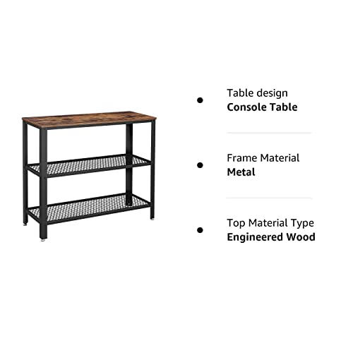 VASAGLE 40" Industrial Console Table, 3 Tier Entryway Table with