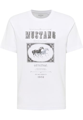 MUSTANG Style Akron T-Shirt, Blanc Brillant 2007, M Hommes