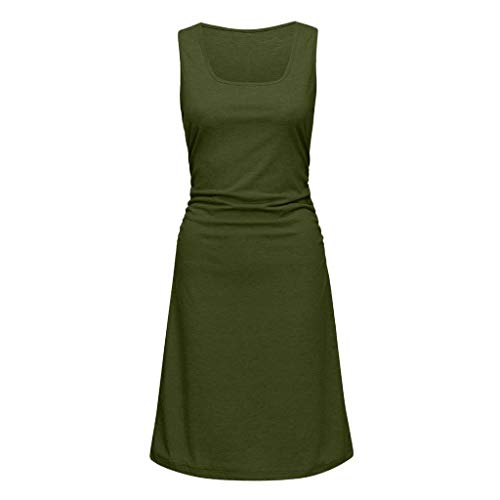 CCOOfhhc Women Dresses for Party Casual Ruched Irregular Bodycon Short Mini Dress Tank Dress Basic Backless Slim Tshirt Dress Green - Thumbnail 3